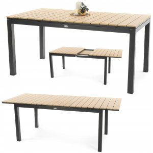 Stół Ogrodowy Duży Rozkładany 160/210x90cm Aluminiowy z Polywood 8 Osób